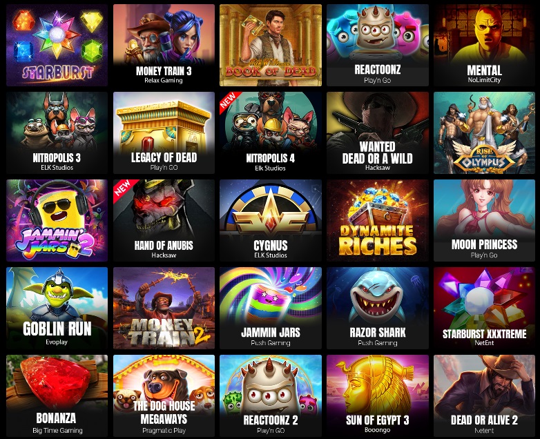 Games available at Goldenbet casino.