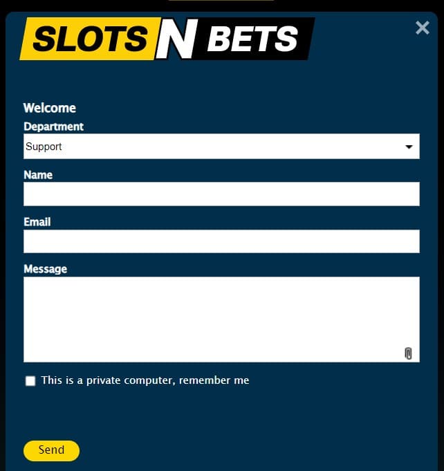 SlotsNBets Casino customer support.