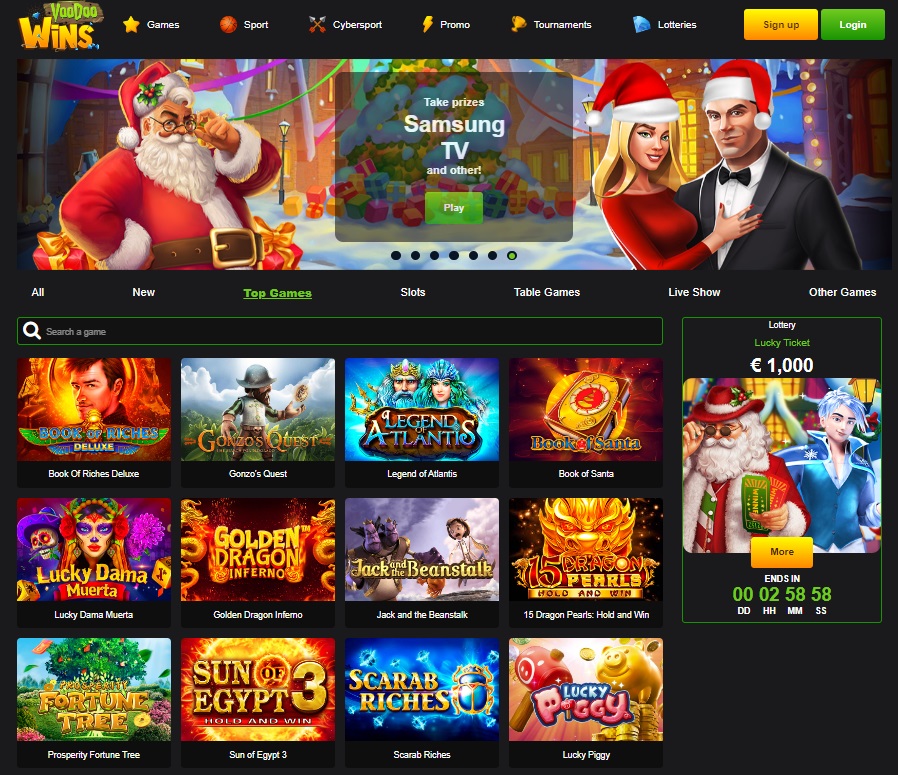 Features of VoodooWins casino.