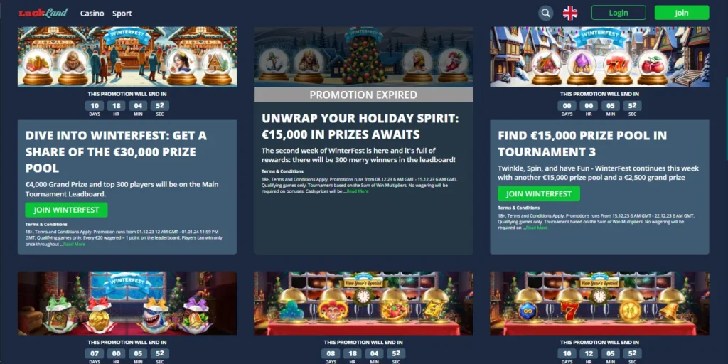 LuckLand Casino promotion.