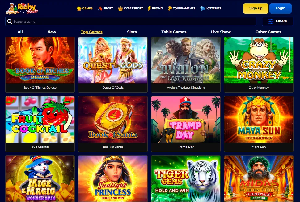 Richy Reels Casino games.