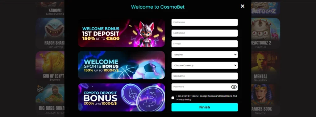 Cosmobet Casino Account