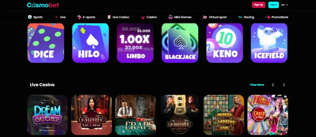 Cosmobet Casino Gameplay