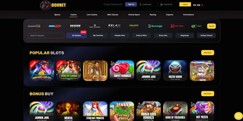 Donbet Casino games.