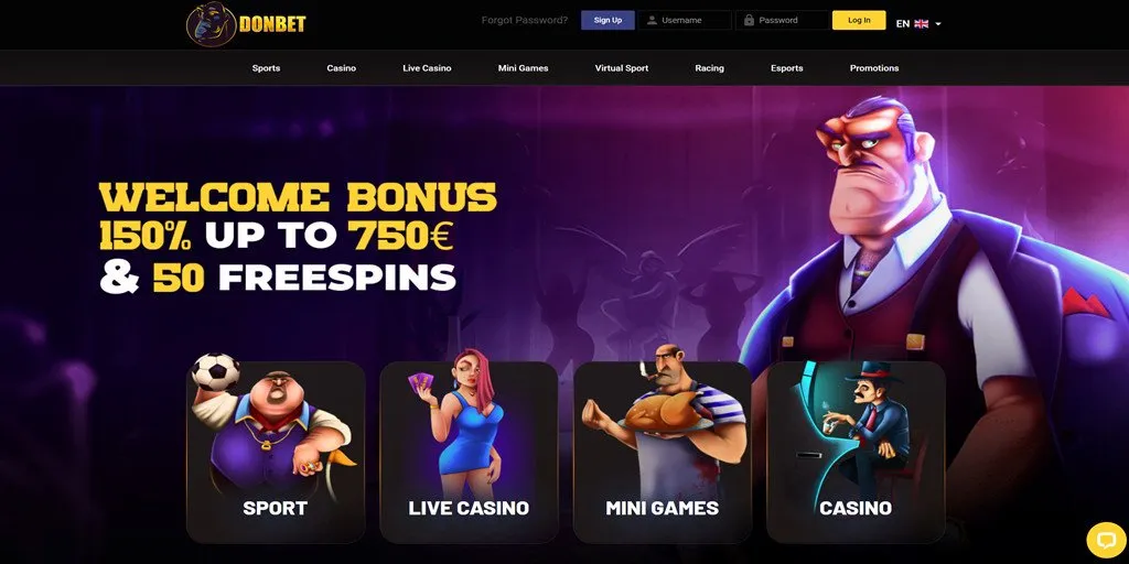 Donbet Casino homepage.