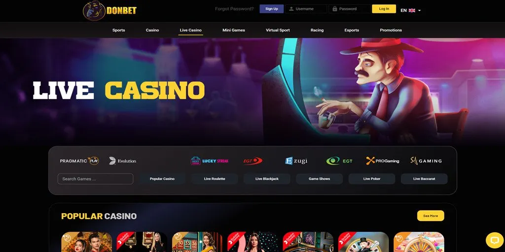 Donbet Casino live casino.