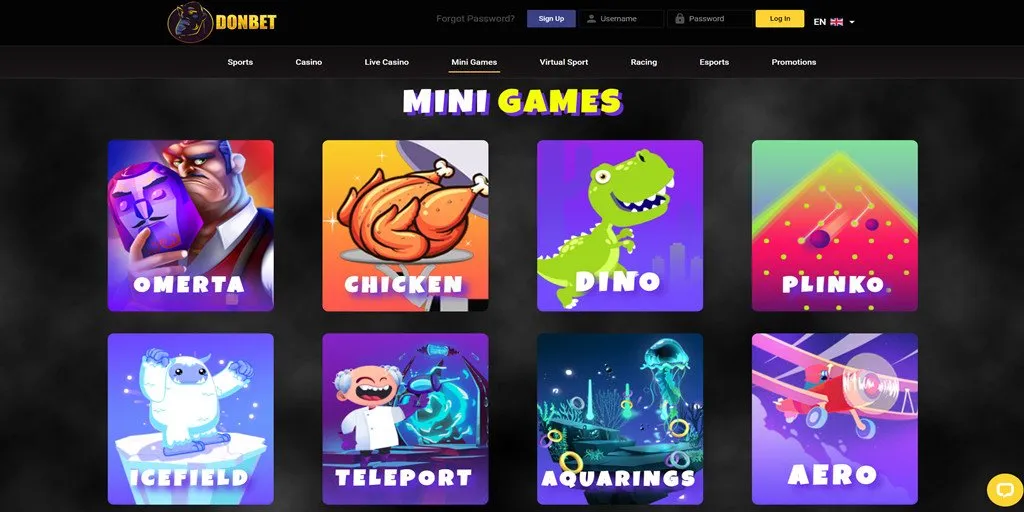 Donbet Casino mini games.