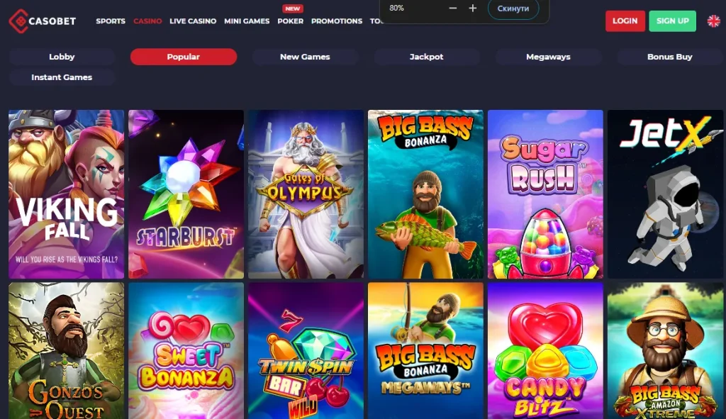 Popular Games by Casobet Casino.