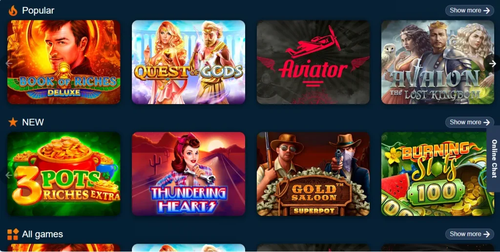 Popular Games by Slotonights Casino.