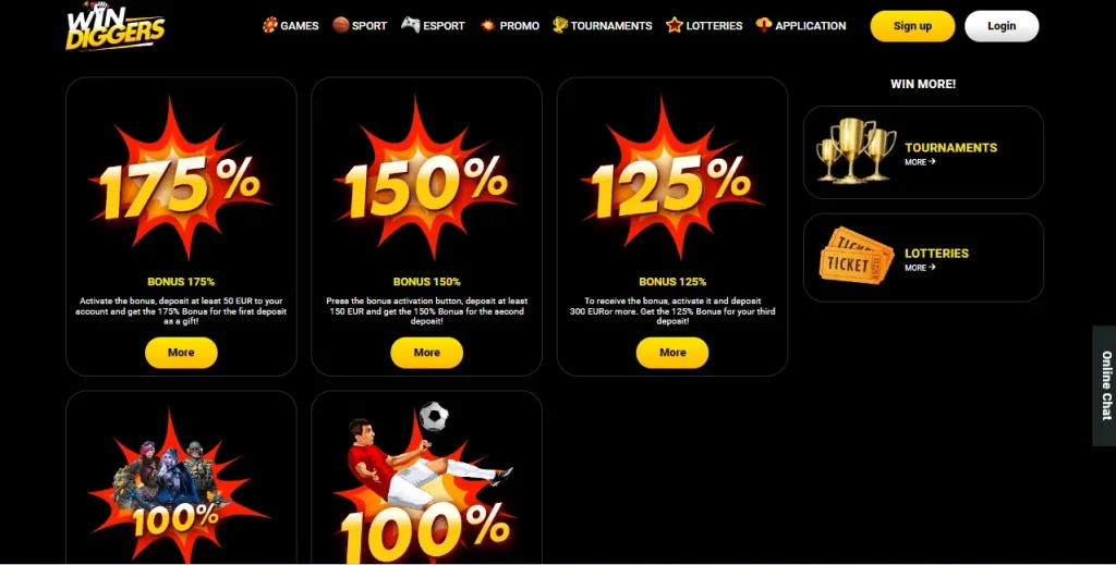 Win Diggers Casino promo.