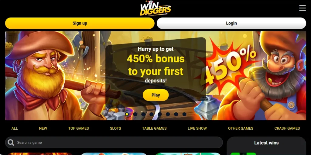 Win Diggers Casino site.