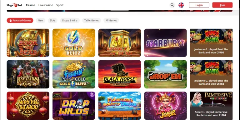 Top games at Magic Red Casino