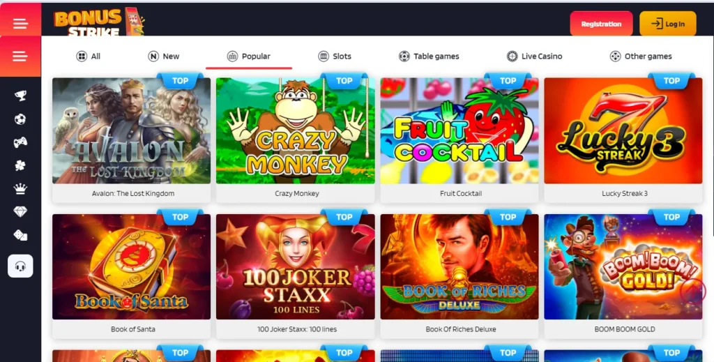 Hot features by Bonus Strike Casino