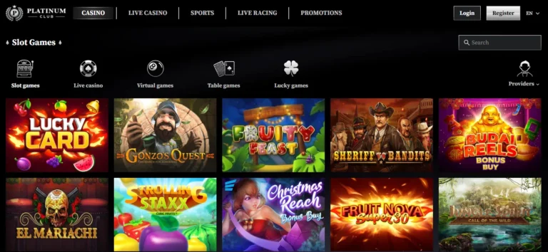 Featured games at Platinum Club VIP Casino