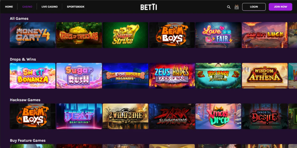 Category of games by Betti Casino