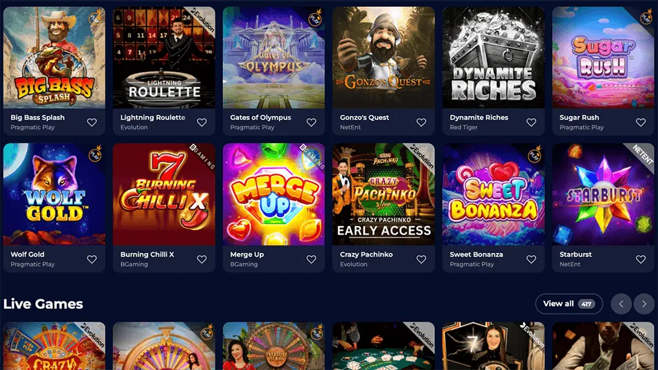 NineWin Casino live games