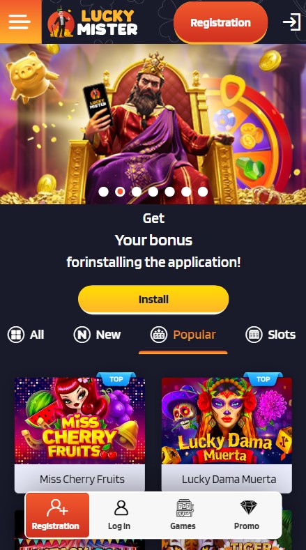 Mobile version on Lucky Mister Casino