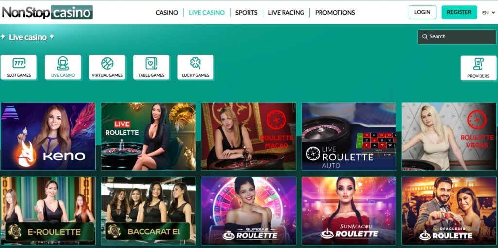 NonStop Casino live section