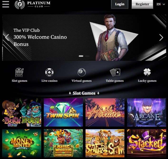 Different size optimization at Platinum Club VIP Casino