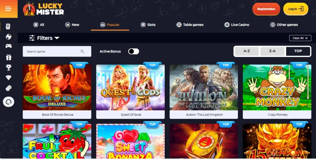 Play games on Lucky Mister Casino