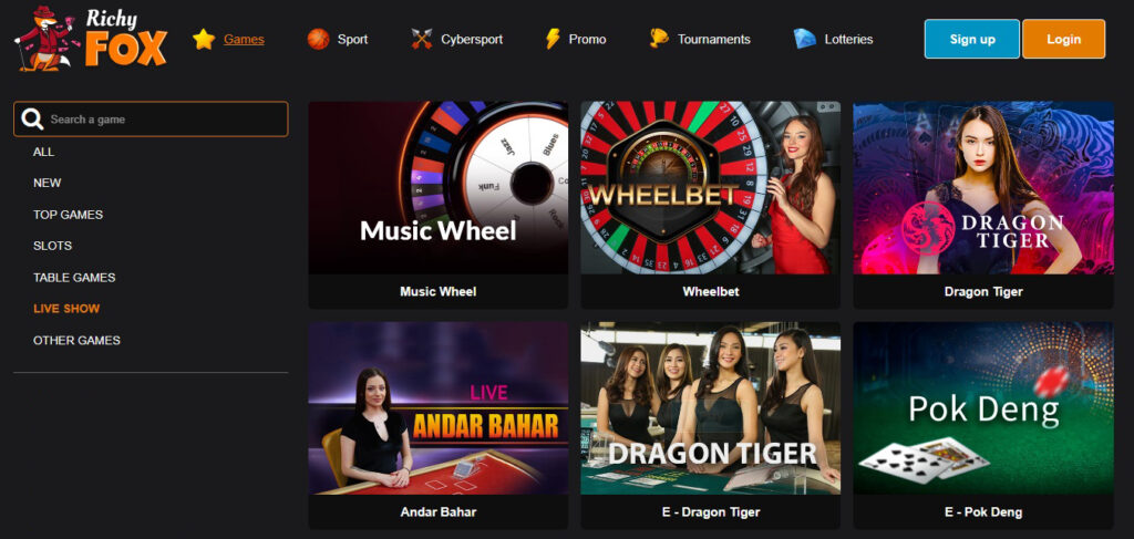 Richy Fox Casino live games