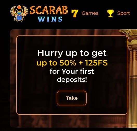 Bonus poster at Scarab Wins Casino