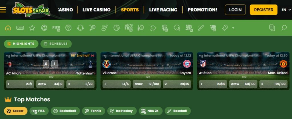 Slots Safari Casino sportbook