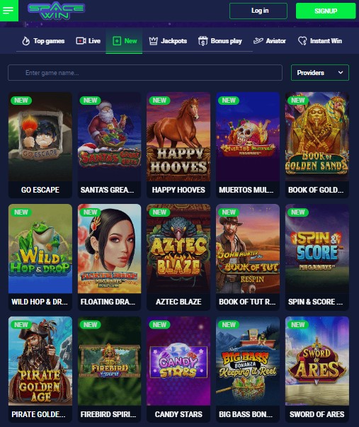 Mobile optimization at SpaceWin Casino