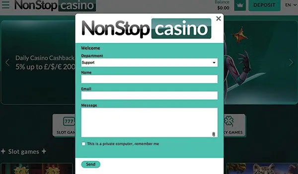 Support at NonStop Casino