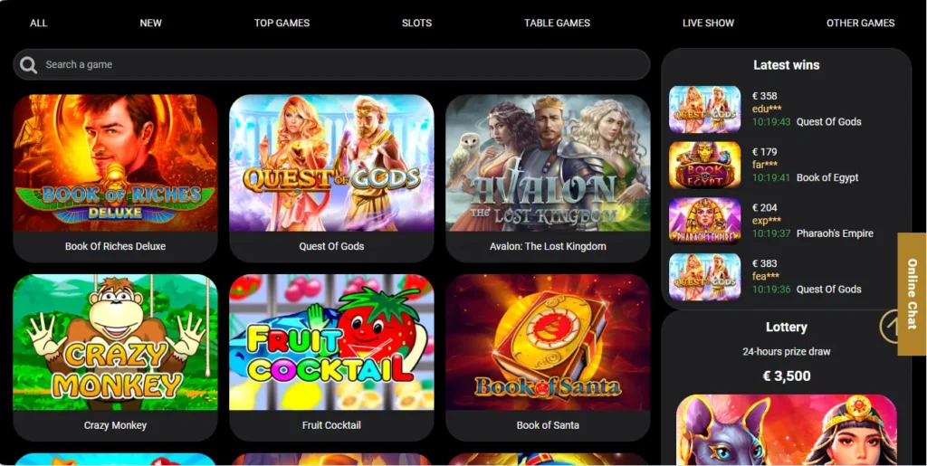 Top games at Pyramid Spins Casino