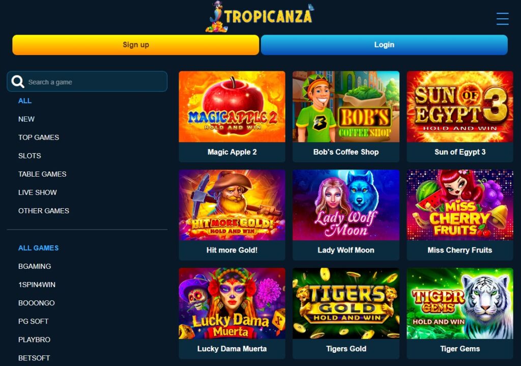 Tropicanza Casino games