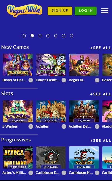 Vegas Wild Casino mobile version