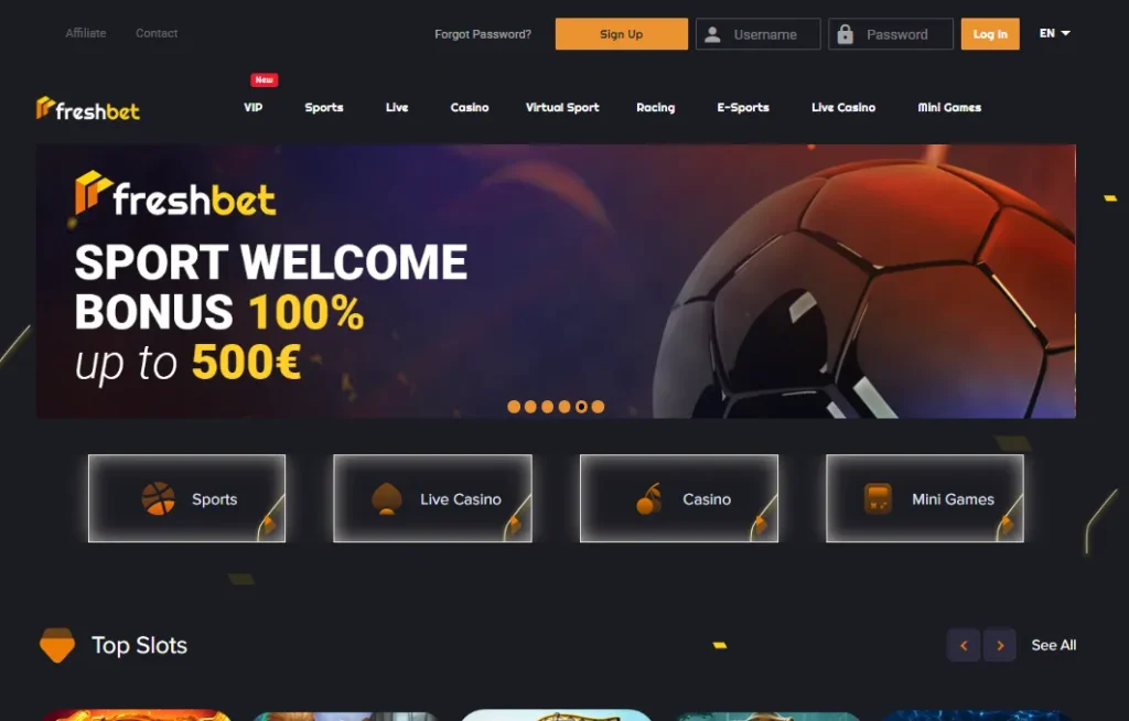 Freshbet Casino main page