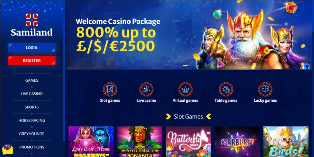 Samiland Casino main page