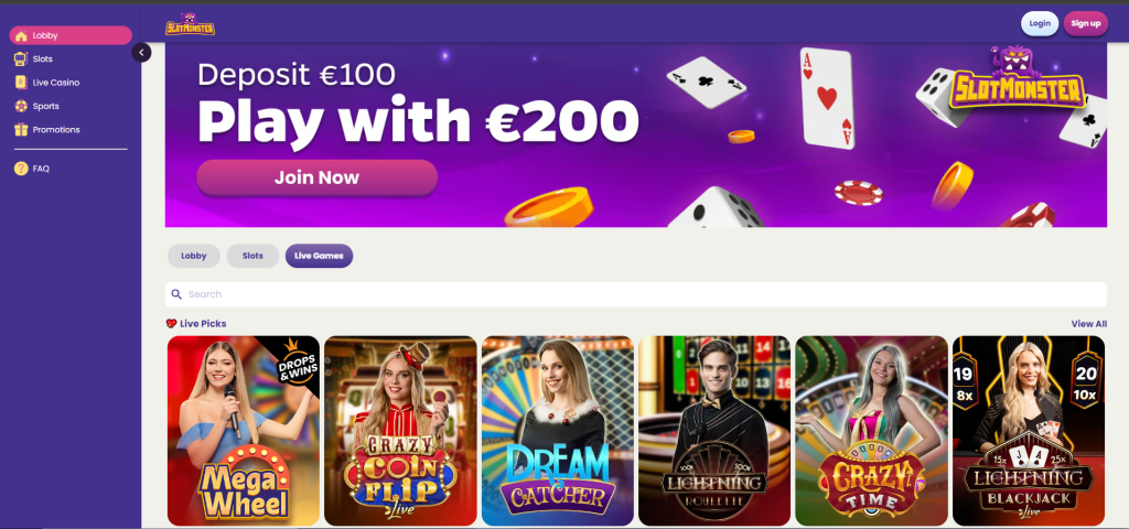 Play Live Picks on Slotmonster casino