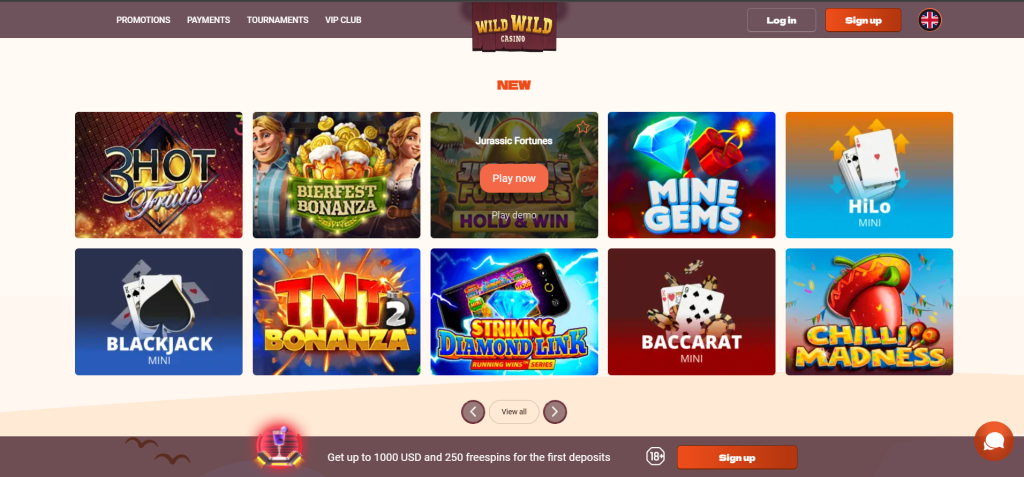 Play new games on WildWild casino