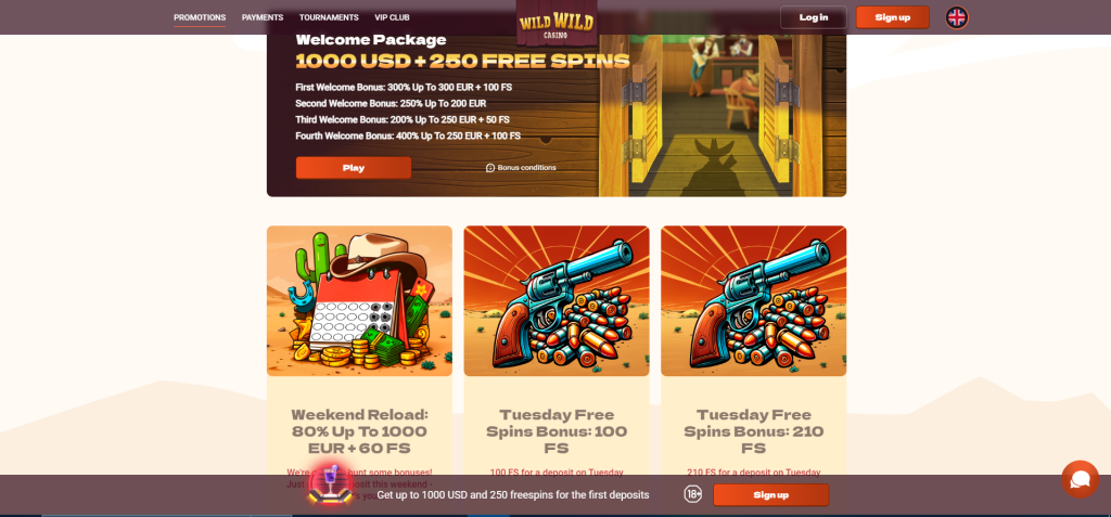 Look at promotions on WildWild casino