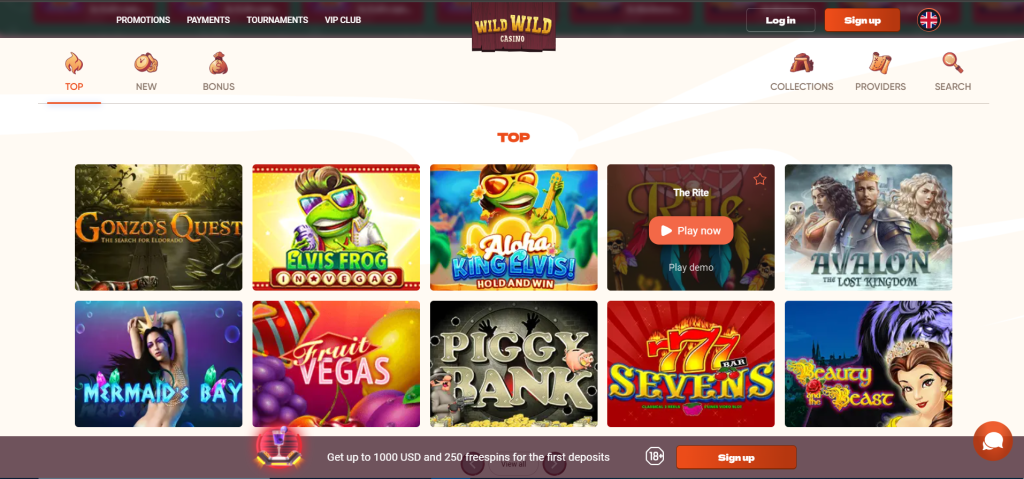 Play Top Games on WildWild casino