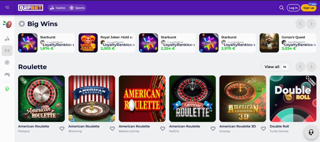 Play our Live casino on R2pbet