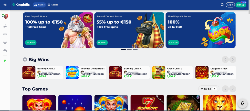 Play games on Kinghills Casino