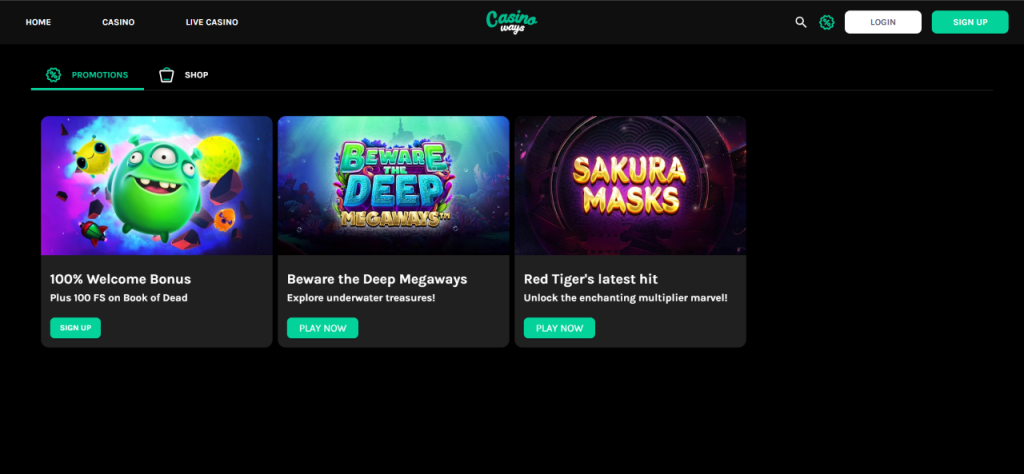 Look at promotions on Casinogames