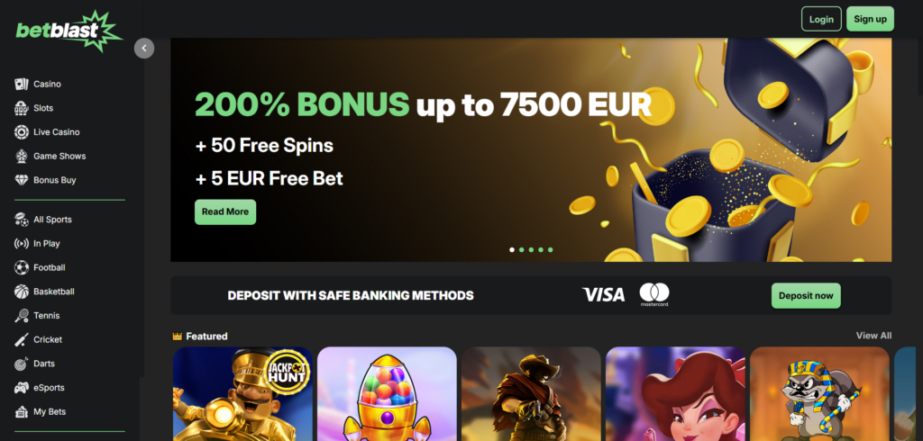 Betblast Casino home page