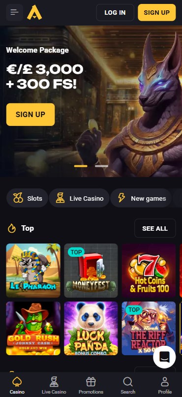 Explore mobile app at Amonbet casino